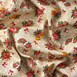 Bambino Giesse Scampoli Tessuti In Cotone>BABY COTONE DIGITALE CAMPANELLE FIOCCHI