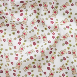 Bambino Giesse Scampoli Tessuti In Cotone>COTONE LEGGERO FIORI E ORSETTI