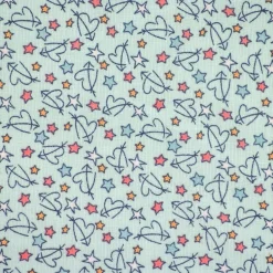Bambino Giesse Scampoli Tessuti In Cotone>COTONE OLANDA CUORI E STELLE