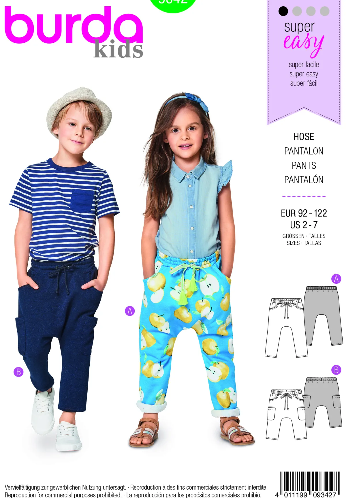 Cartamodelli Burda Neonati|Bambini>pantaloni della tuta