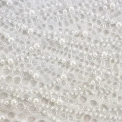 Giesse Scampoli Tessuti In Pizzo>PIZZO MACRAME CON PERLINE IACOPEN SPOSA