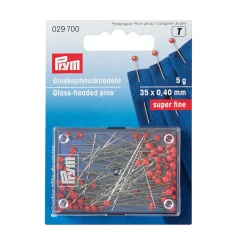 Giesse Scampoli Aghi, Spilli E Magneti>Spilli testa vetro 0,40x35mm rosso
