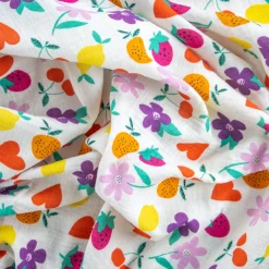 Bambino Giesse Scampoli Tessuti In Cotone|Fantasie Moda>TELA INDIANA FANTASIA FIORI E FRUTTA