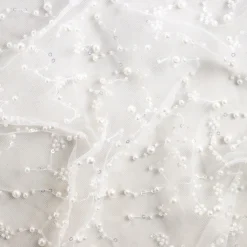 Giesse Scampoli Tessuti In Pizzo>TULLE RICAMATO CON PERLINE EZE SPOSA