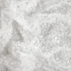 Giesse Scampoli Tessuti In Pizzo|Tessuti Tinta Unita>TULLE RICAMATO CON PERLINE LIMOGES SPOSA